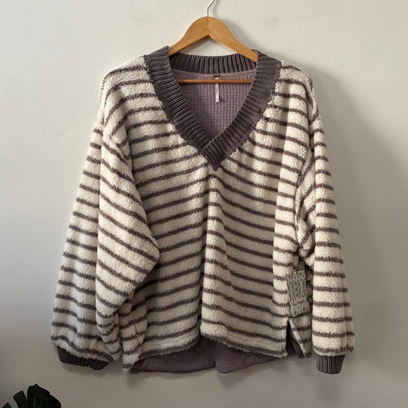 Connell Stripe Faux Fur Pullover | Poshmark